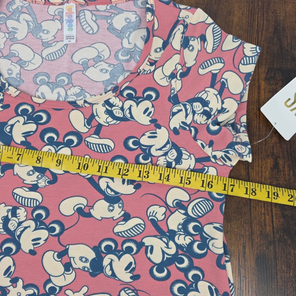 LuLaRoe Disney Classic T Shirt Women XS Pink Mickey Mouse Print Short Sleeve NEW - Picture 5 of 6